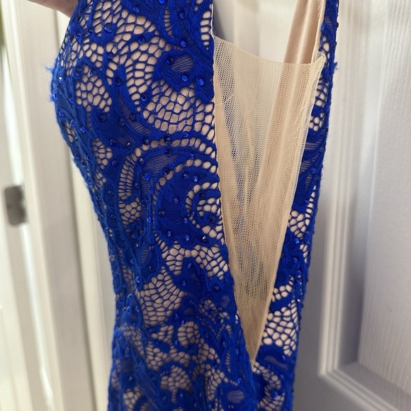 Dave & Johnny Royal Blue Beaded Dress 5/6 Sleeveless Party Cocktail Christmas - Picture 4 of 11